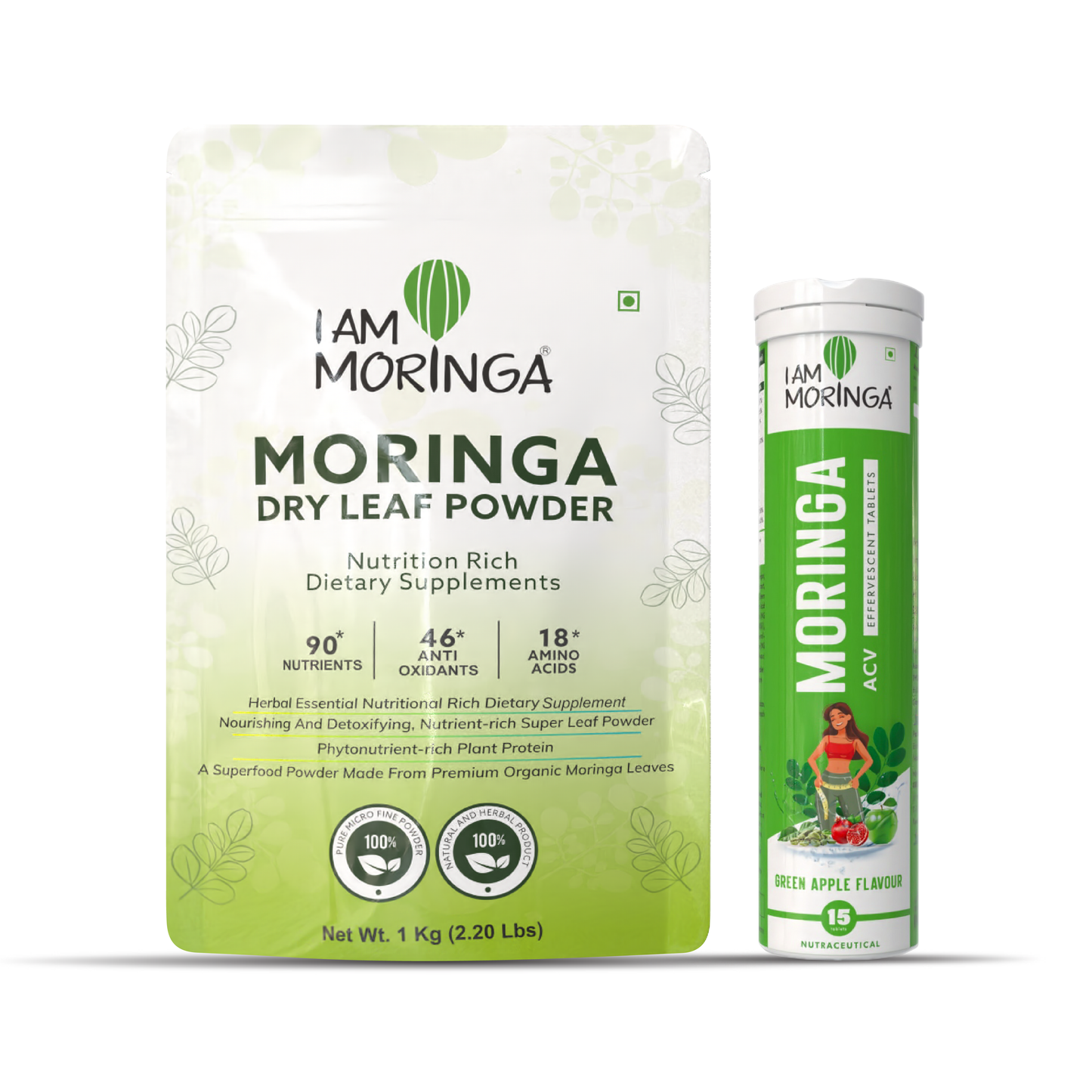 Moringa Leaf Powder 1kg + Moringa Effervescent Tablet